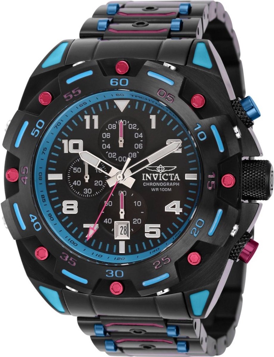 Invicta Sea Monster 37802 Heren Horloge - Waterdicht - Analoog - Quartz Uurwerk - Roestvrij Staal met zwarte Wijzerplaat -50m