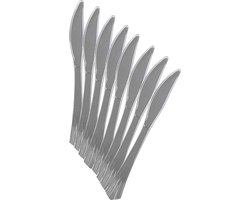 Urban Living kunststof messen - 8x - 19 cm - zilver - herbruikbaar