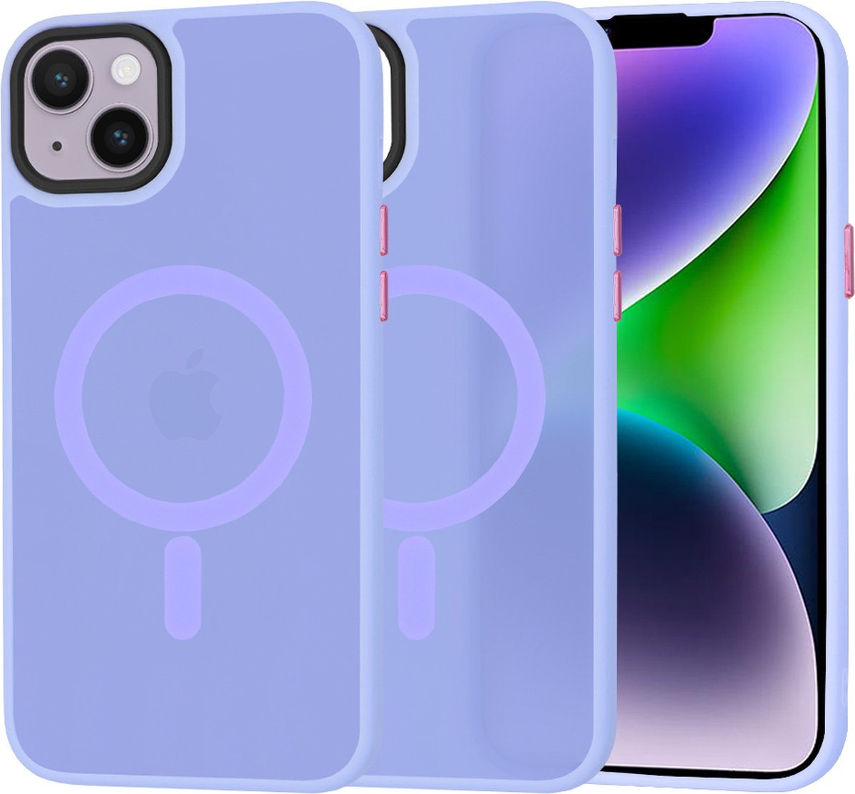 Techsuit HaloFrost Semi-Transparante Back Cover hoesje met MagSafe voor Apple iPhone 14 Plus - Mat Lichtpaars