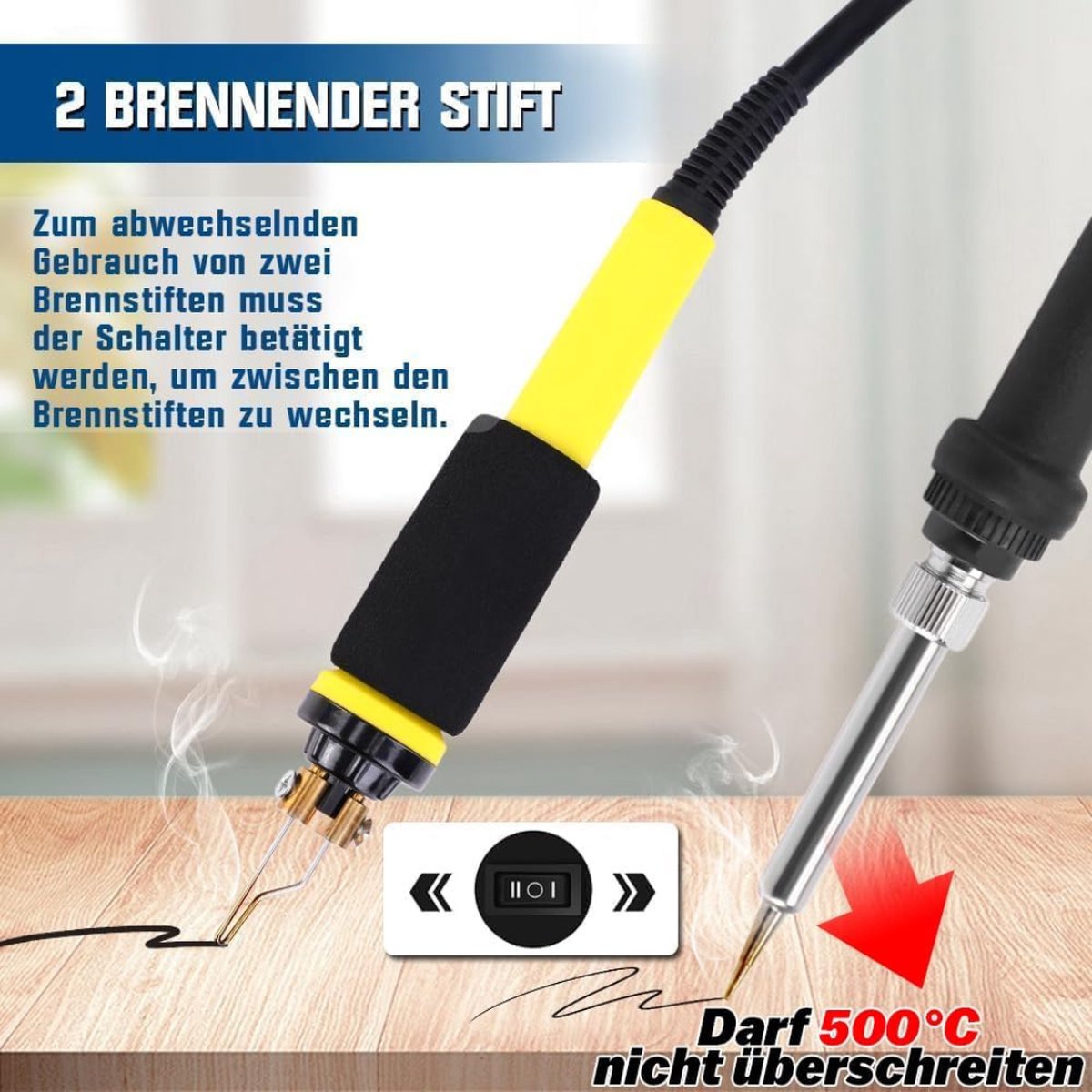 Luriseminger Pyrografiemachine met 30 Pyrografie Draadpunten, 60W 220V