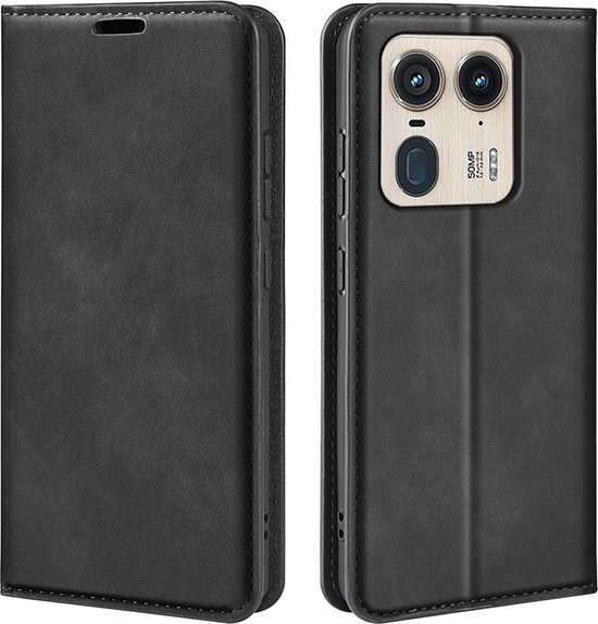 Coque Motorola Edge 50 Ultra - Bookcase portefeuille de Luxe (fermeture magnétique) - Zwart - Étui pour téléphone portable - Étui de téléphone adapté pour : Motorola Edge 50 Ultra