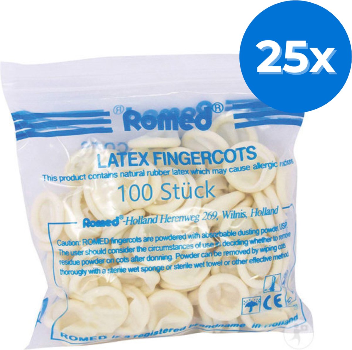 Goedkoopste Romed latex vingercondooms - 2500 stuks Small - 25 x 100 stuks Romed