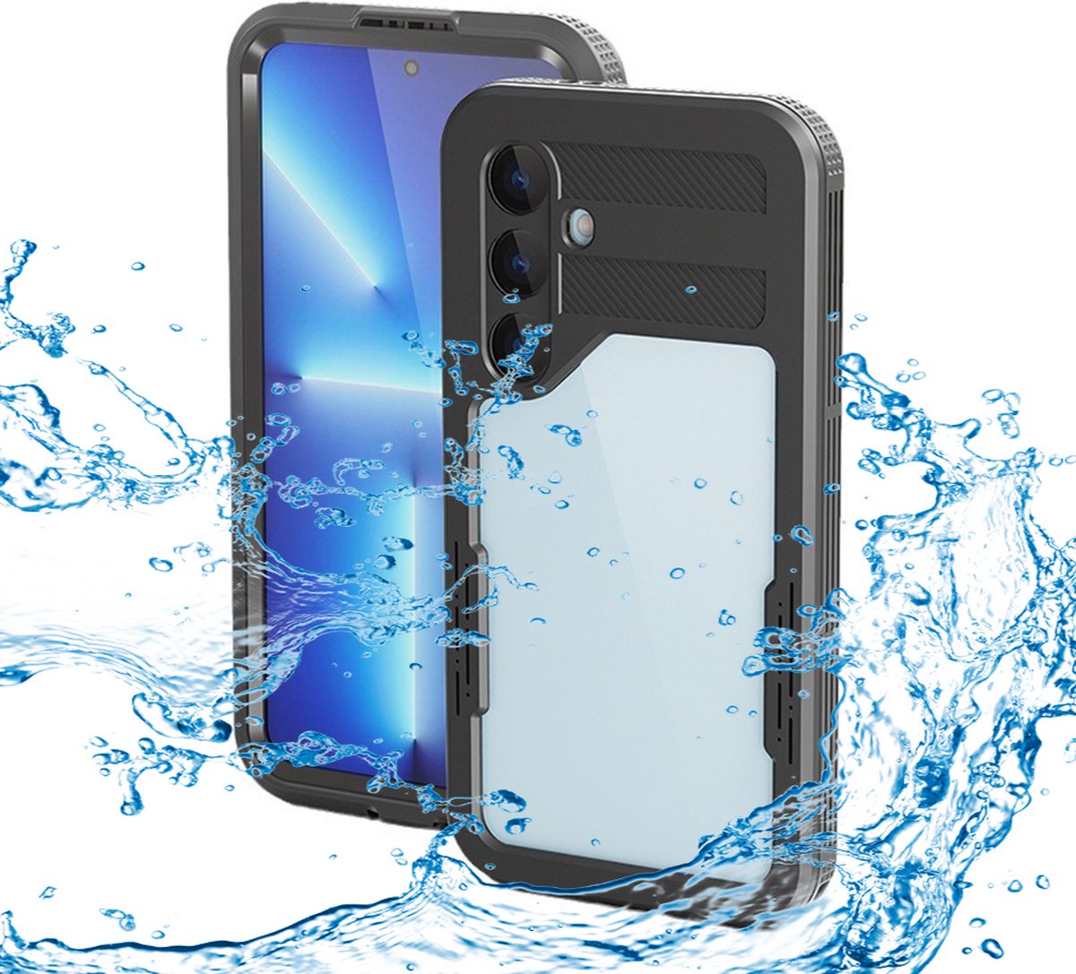 Hoesje geschikt voor Samsung Galaxy S24 - Shellbox Waterproof IP68 waterbestendige 360 Case - Zwart