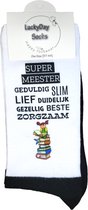 Bedankt Meester cadeautje - Afscheid Meester cadeau - Leraar cadeautjes - Afscheidscadeau - Einde schooljaar - School cadeau voor Meester - grappige cadeau voor meester - Leuke sokken voor meester - Maat 37-44