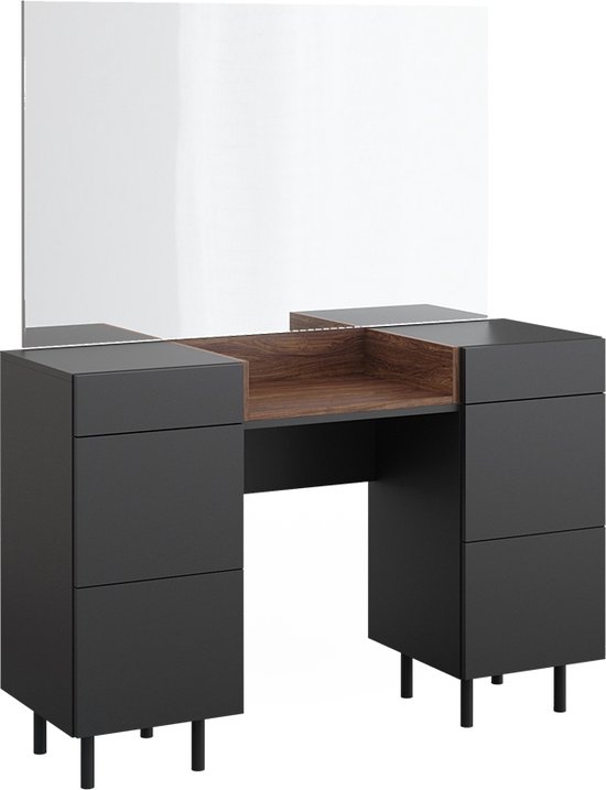 Vicco Kaptafel Sherry, Antraciet Hoogglans, 90 cm met spiegel