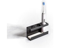 Tandenborstelhouder aluminium - zelfklevende houder voor elektronische tandenborstels - roestvrij - snelle stabiele wandmontage - zonder boren - grijs - 3 vakken