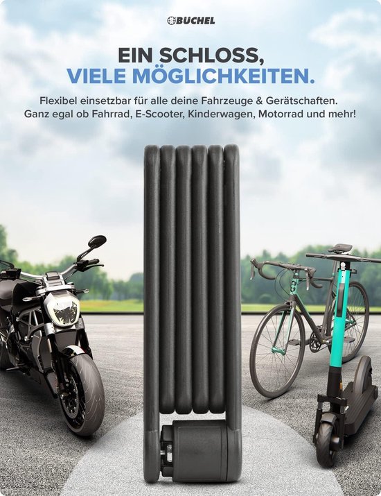 Vouwslot fiets - veilige diefstalbeveiliging van gehard staal - 85 cm lengte - incl. houder - e-bike motorfiets van Merkloos — afbeelding 3