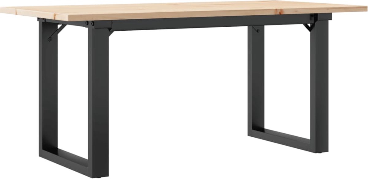 vidaXL Salontafel - O-frame - 90x40x45 - cm - massief - grenenhout - en - staal Bruin