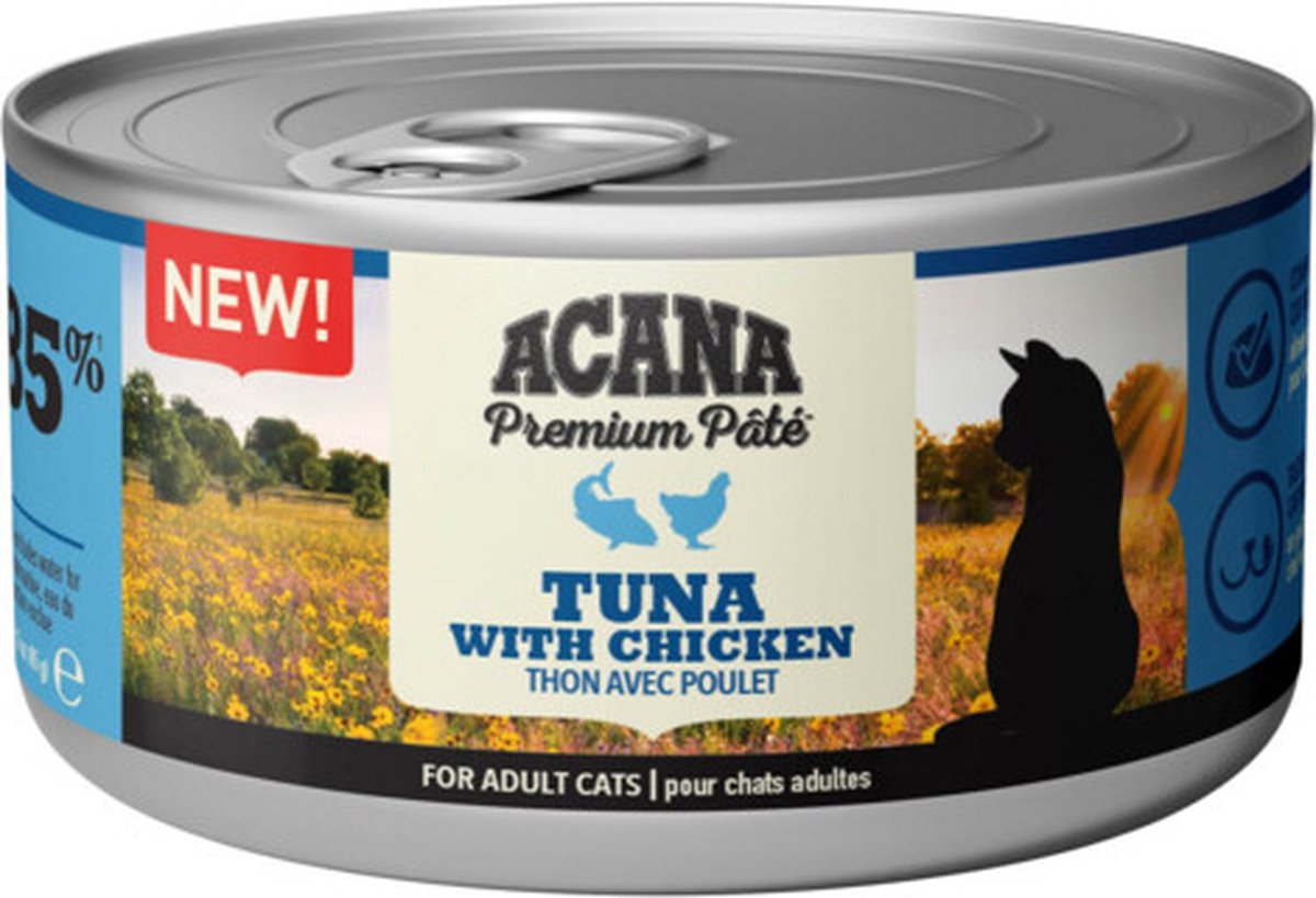 24x Acana Premium Kattenvoer Pâté Tuna & Chicken 85 gr