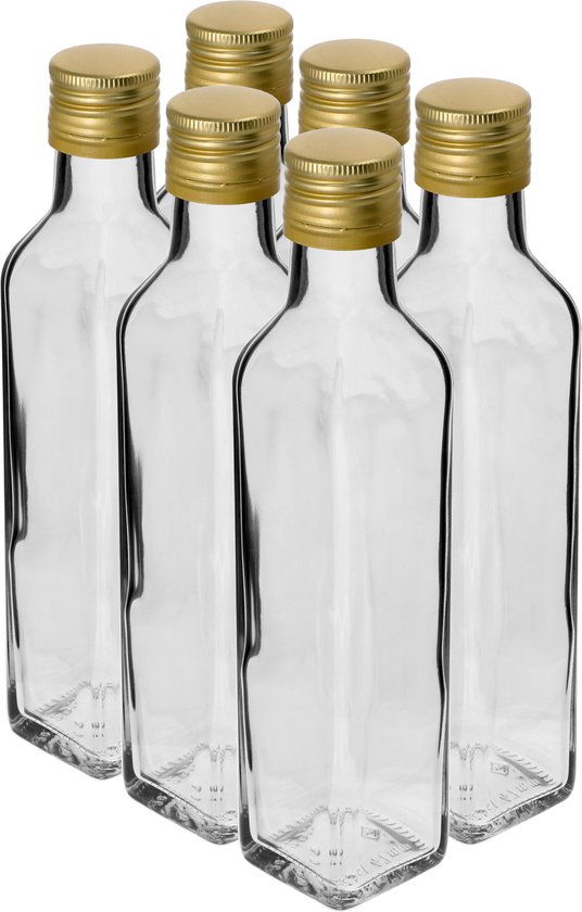 Puurmaken glazen flesjes 250 ml met draaidop - 6 stuks