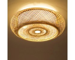 Plafondlamp Bamboe - Plafonnière - Handgeweven Rotan Bamboe Lamp - 40cm - Japanse Bamboe - Duurzaam - Rustiek - Lamp - Woonkamer - Hal - Slaapkamer - Vintage