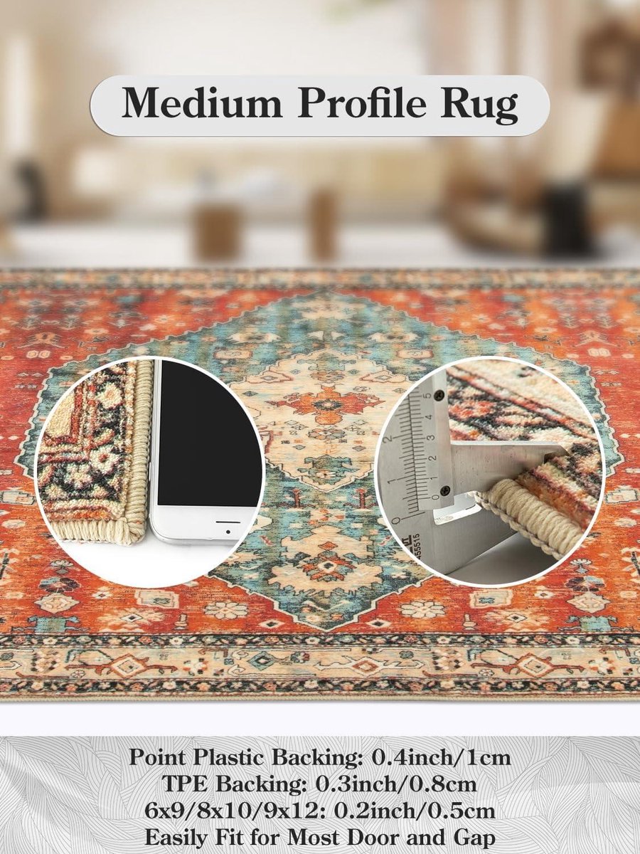 Enyhom Rond vintage tapijt, luxe bloemenpatroon, vloertapijt