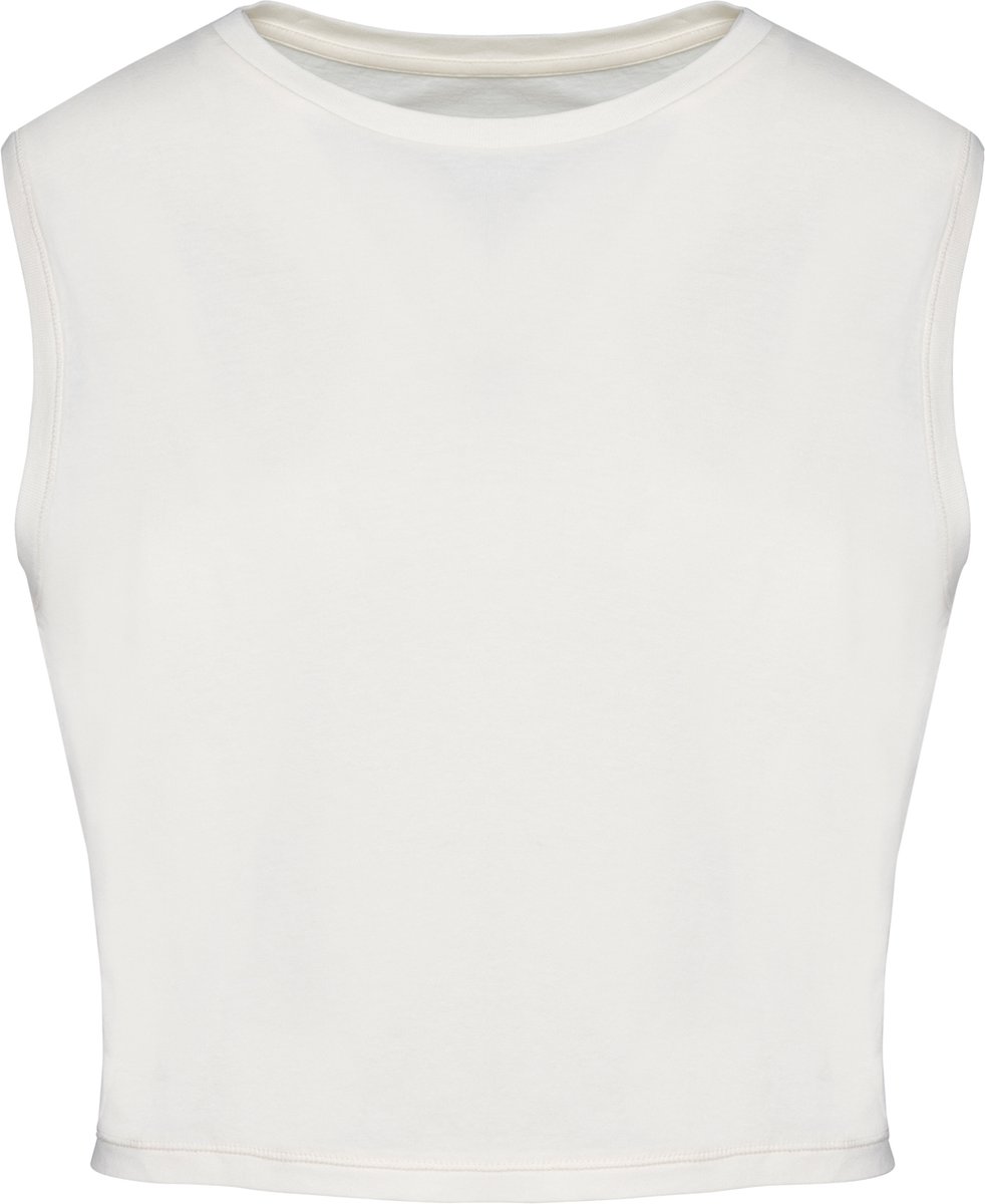Native Spirit Ecologisch cropped mouwloos dames-T-shirt NS342 - Washed Ivory - S