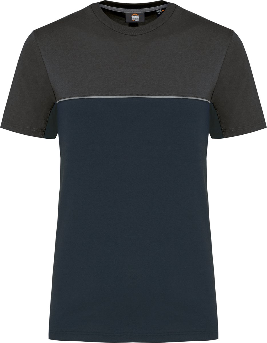 WK. Designed To Work Ecologisch tweekleurig uniseks T-shirt met korte mouwen WK304 - Navy / Dark Grey - XS