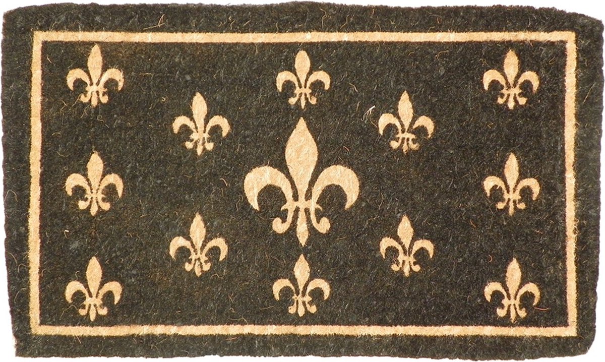 kokosmat handgeweven franse lelie zwart 75cm