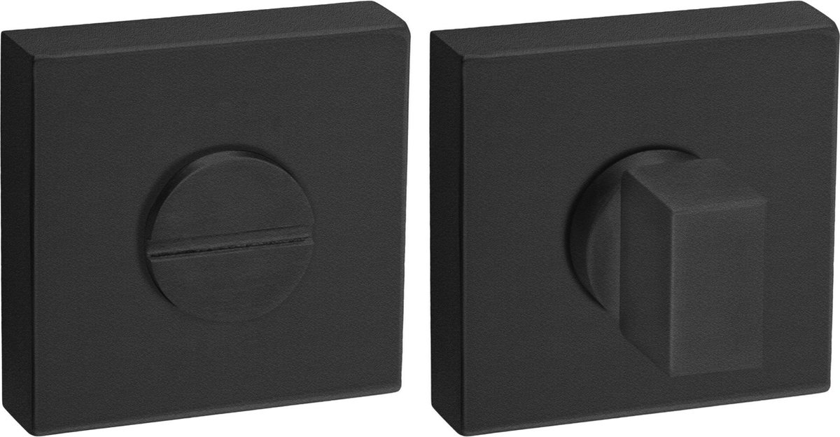 WC Garnituur RVS Zwart Vierkant 8mm met Kunststof Onderrozet - 1221031