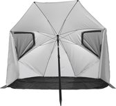 VirtuFit Strandparasol Premium - Windscherm - Grijs - 225 x 140 cm - Windscherm met Afrits Vlakken - Stevige Constructie - Strandparasol met Draagtas - Strandparasols - Strand Parasol - Strandtent