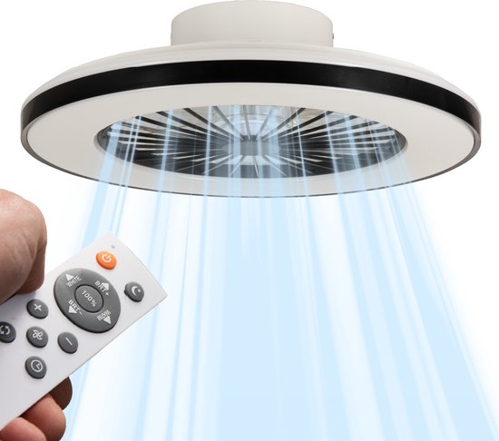 LED’s Light plafondventilator met verlichting 48 cm – Ventilatiesnelheid en bediening met afstandsbediening - Zwart