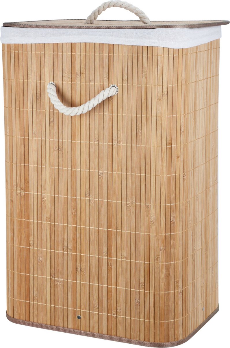 Goedkoopste Storage Solutions Wasmand - bamboe hout - met deksel - naturel - 40 x 30 x 60 cm - 70 liter - opvouwbaar