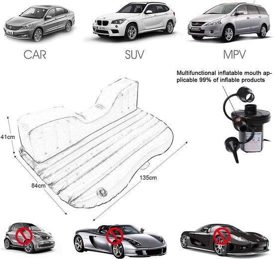 Luchtbed voor in de auto - Zwart - Opblaasbaar autobed - Bed voor de achterbank - 12V elektrische luchtpomp - 3 Adapters - Comfortabel camping slaapmatras - Matras voor onderweg - Luchtmatras - Snel oppompen en leeglopen van TravelMore — afbeelding 5