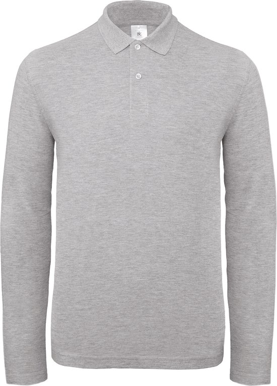 B&C ID.001 Polo à manches longues pour homme CGPUI12 - Gris chiné - XXL
