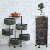 Bol.com Rolwagen met 5 niveaus rond draaibaar keukenrek serveerwagen van metaal keukenwagen keukenrek remmen eenvoudige montage ... aanbieding