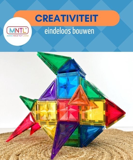 MNTL Magnetische Tegels Bouwspeelgoed Rainbow 62-delig