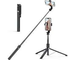 150 cm Selfie Stick met afneembare Bluetooth-afstandsbediening – uitschuifbare statief – voor iPhone en Android – video-opname bloggen live streaming – zwart