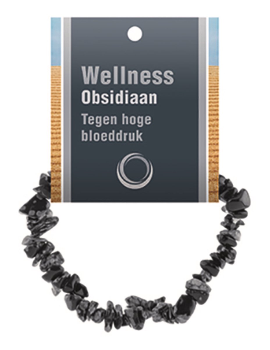Ruben Robijn Obsidiaan sneeuwvlok splitarmband + kaart