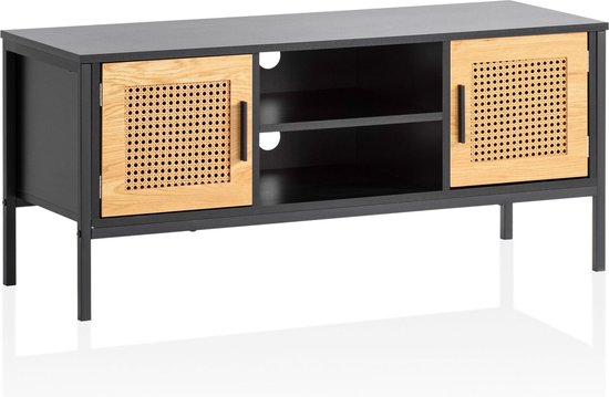 Rootz Lowboard TV-meubel - 110 cm TV-standaard - Mediaconsole - Weens gevlochten ontwerp - Ruime opbergruimte - Kabelbeheer - Duurzame constructie - 110 cm x 40 cm x 48 cm