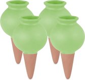 Water dropper ceramic set of 4 for indoor plants & balcony planters green/terracotta