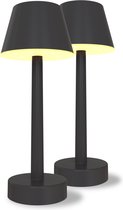 Bol.com Calex Oplaadbare Tafellamp Lucca - Set van 2 stuks - Draadloos - Dimbaar - Warm Wit Licht & RGB - Waterdicht - Decoratie... aanbieding