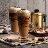 Latte Macchiato - Cappuccino Koffie Glazen met handvat - 6 stuks - 280ml