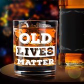 whiskyglas Old Lives Matter Whiskyglas 12 oz, Rock glas in gewaardeerde houten doos, grappig verjaardags- of pensioen cadeau voor opa, vader, ouderwetse whiskyglas voor mannen