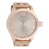 OOZOO Timepieces - Rosé goudkleurige horloge met zand leren band - C1101