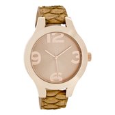 OOZOO Timepieces - Rosé goudkleurige horloge met oud roze leren band - C7597