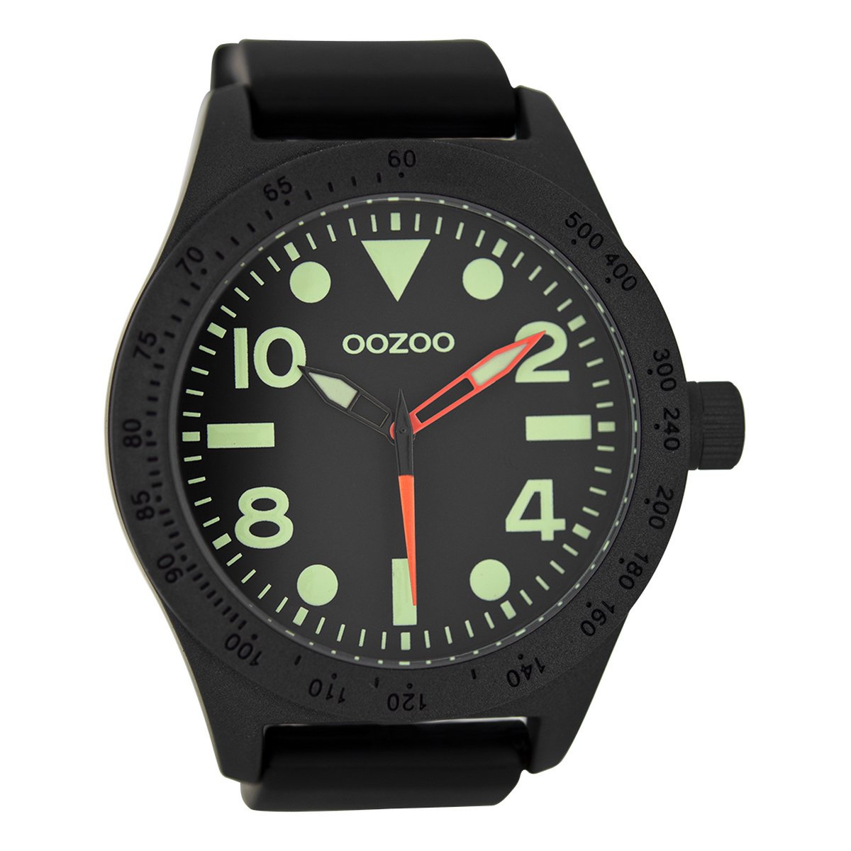 OOZOO Timepieces - Zwarte horloge met zwarte rubber band - C6754