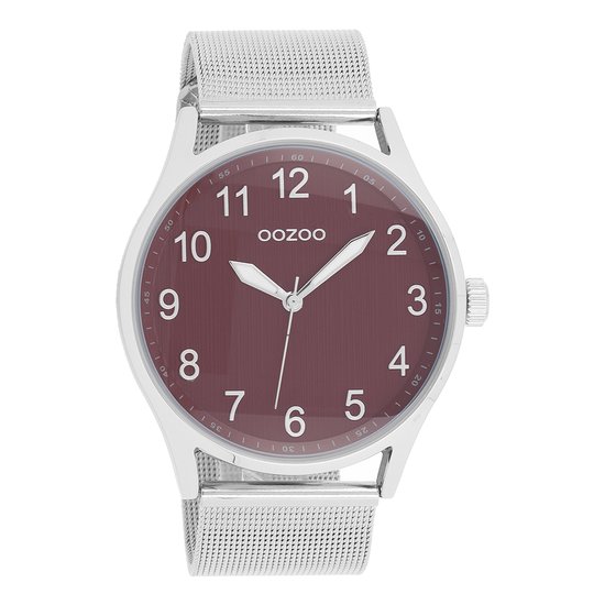 OOZOO Timepieces - Zilverkleurige horloge met zilverkleurige metalen mesh armband - C9517