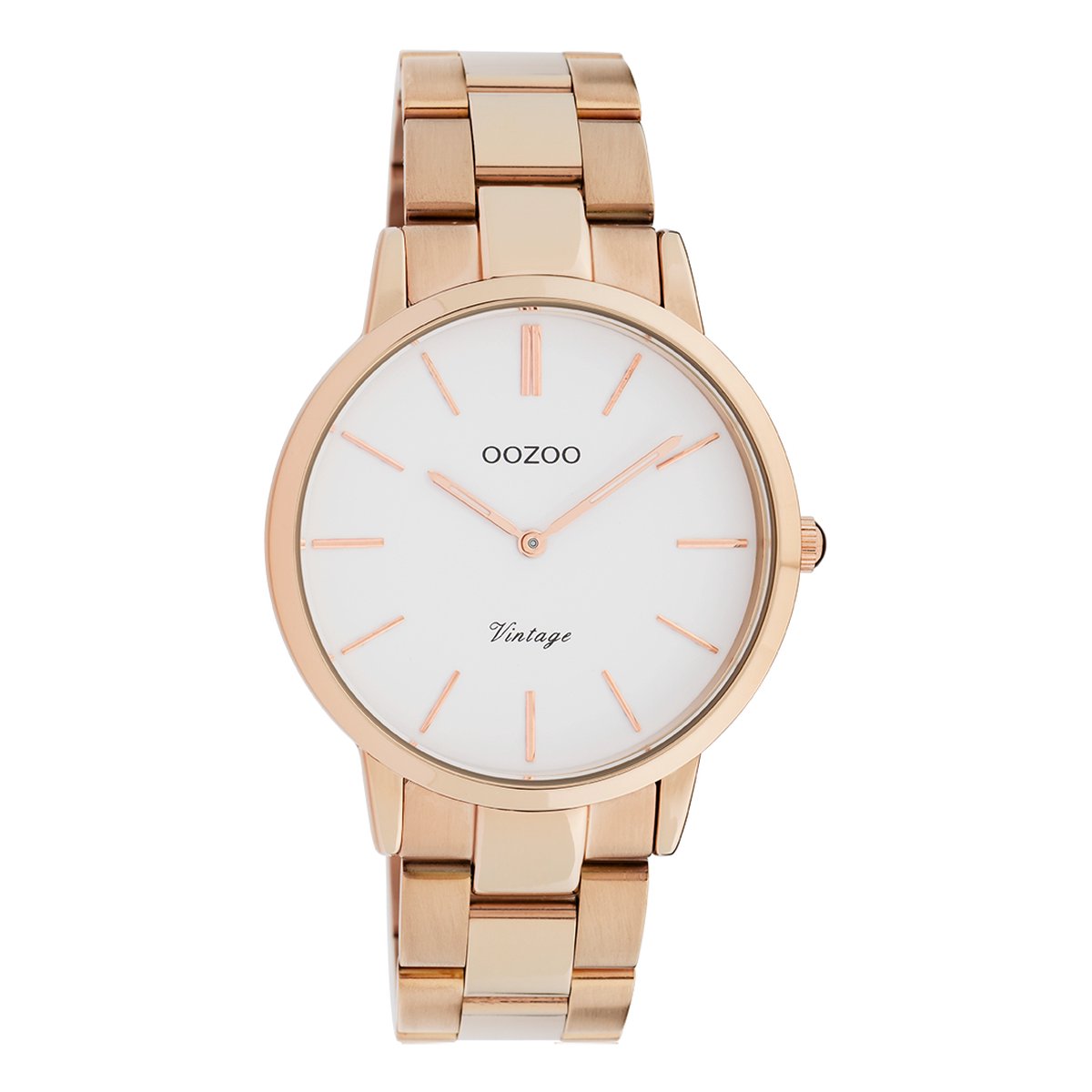 OOZOO Timepieces - Rosé goudkleurige horloge met rosé goudkleurige roestvrijstalen armband - C20036