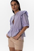 Sissy-Boy - Lavendel ruffle blouse met korte pofmouwen