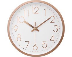 IvoQ Moderne Wandklok Roségoud - Stijlvol - Strak Design - Ø 30 cm