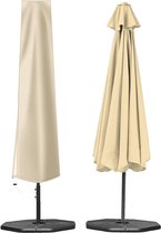 Parasolhoes, afdekhoes/beschermhoes parasol, geschikt voor parasol van 275 tot 365cm, waterdicht, met ritssluiting, 420D Oxford-stof, (190 x 30 x 50 cm), beige