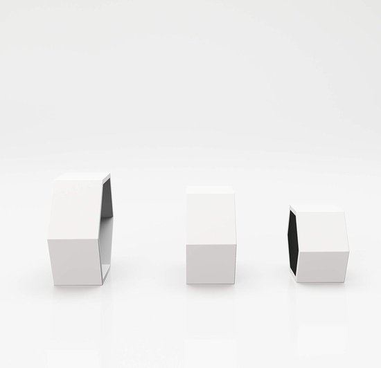 Ensemble de 3 étagères murales de forme hexagonale blanches avec paroi arrière colorée - étagère décorative étagère flottante hexagonale - étagère de collection