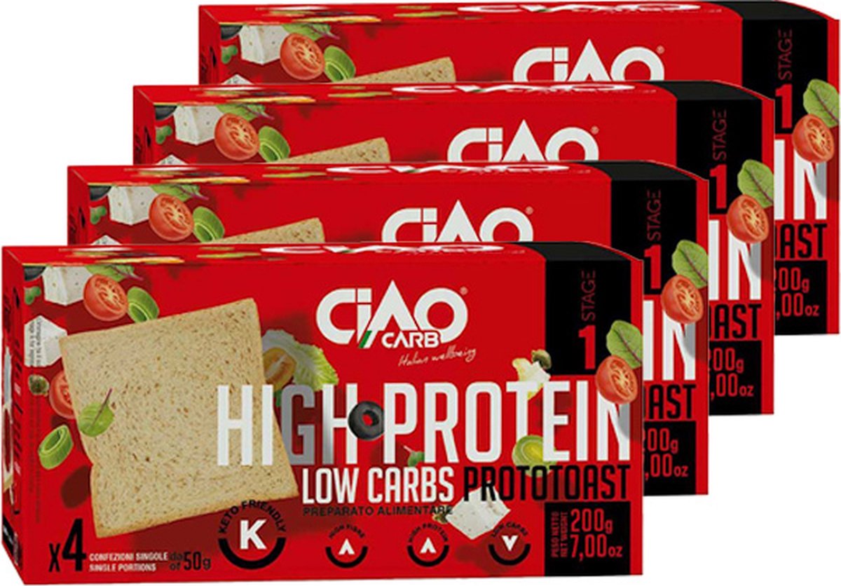 CiaoCarb | Prototoast Naturel | 4 stuks | 4 x 200 gram