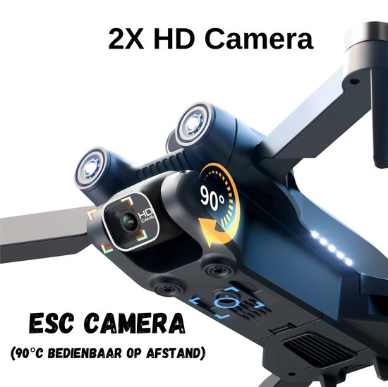 SefSay Ultra Max Drone - Drone met dubbele ESC HD camera - Obstakel Ontwijking - Borstelloze motoren - 3 batterijen en een opbergtas - Geschikt voor kinderen en volwassenen