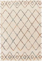 sweeek - Shaggy interieur tapijt, lange pool, berber-stijl, crème en veelkleurig