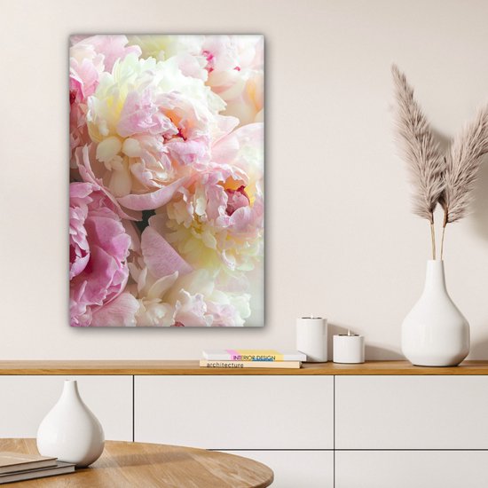 Tableau toile 40x60 cm - Décoration murale Vintage - Fleurs - Roses - Nature - Décoration murale salon - Décoration chambre moderne - Tableaux abstraits