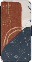 Casimoda® bookcase - Geschikt voor iPhone 15 - Hoesje met pasjeshouder - Abstract Terracotta - Multi - Kunstleer