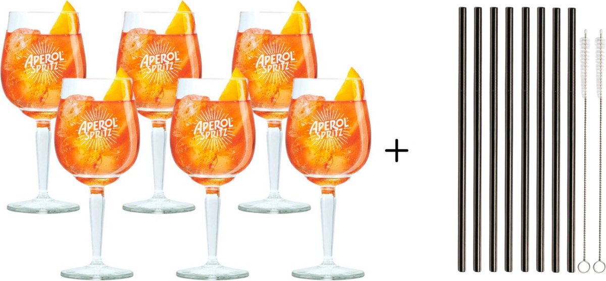 HALM Glazen Rietjes Aperol Spritz Cadeauset | 6 Stuks recht 20 cm | 6