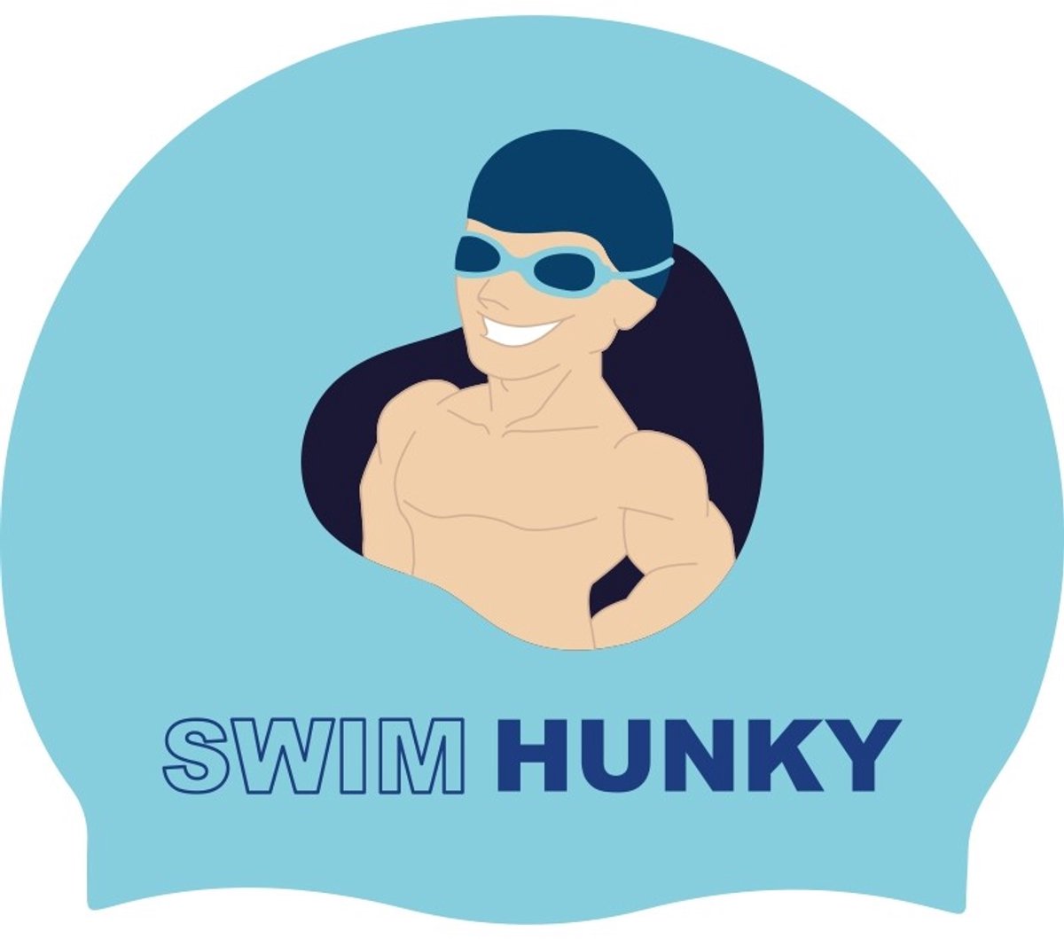 Swim Hunky - Lagoon blue Silicone Swim Caps - Heren | Funky